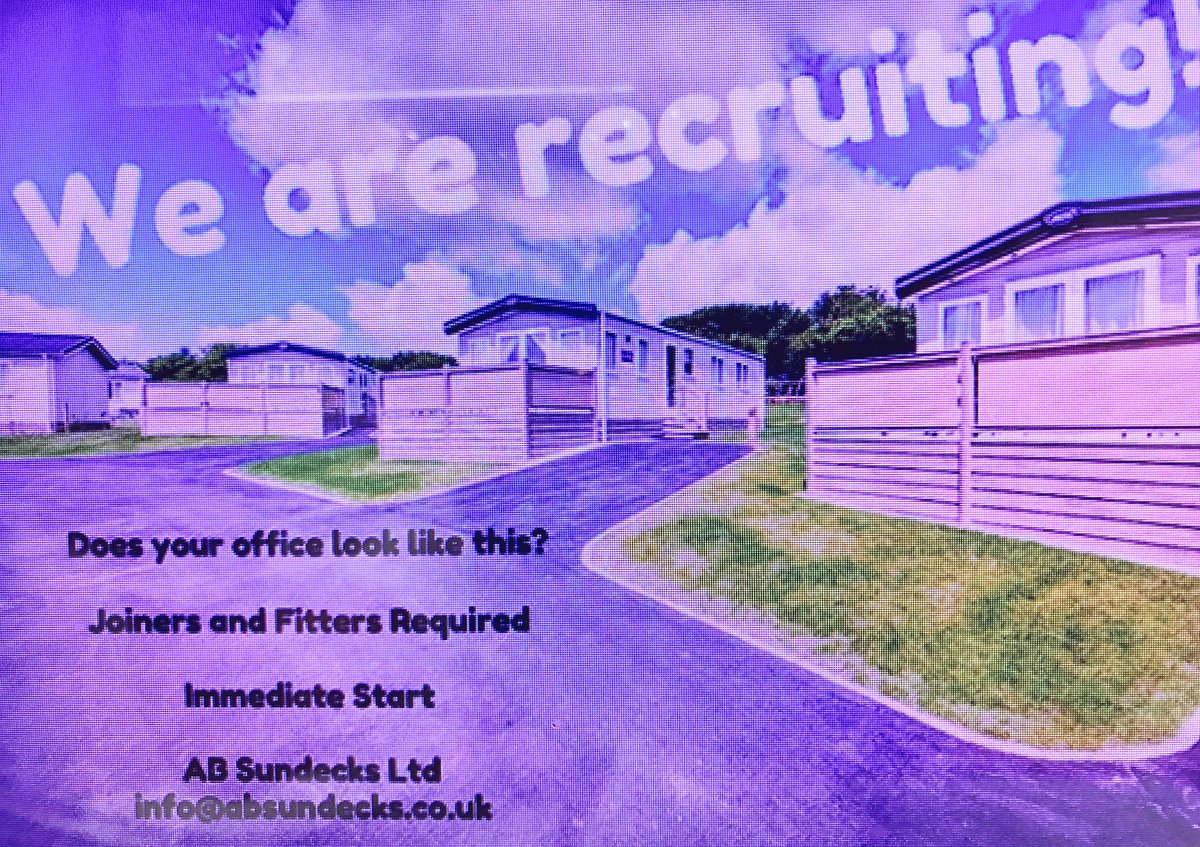 IMMEDIATE START
AB Sundecks Ltd is looking for experienced Joiners/ Fitters to join the team. You will be working outdoors on large constructions of bespoke decking info@absundecks.co.uk