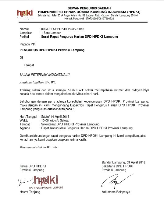 Undangan Rapat #hpdkilampung #bandarlampung