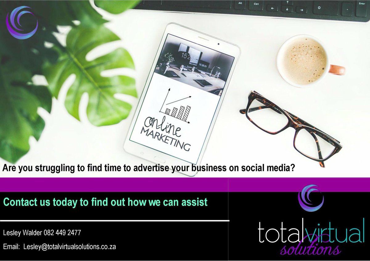 LesleyWalder's tweet photo. Are you struggling to find the time to advertise your business on social media?  Contact us to find out how we can help you.

#socialmediamarketing #onlinemarketing #virtualassistant #smallbusiness #vatip #entrepeneur https://t.co/SD2cKUHQ1a