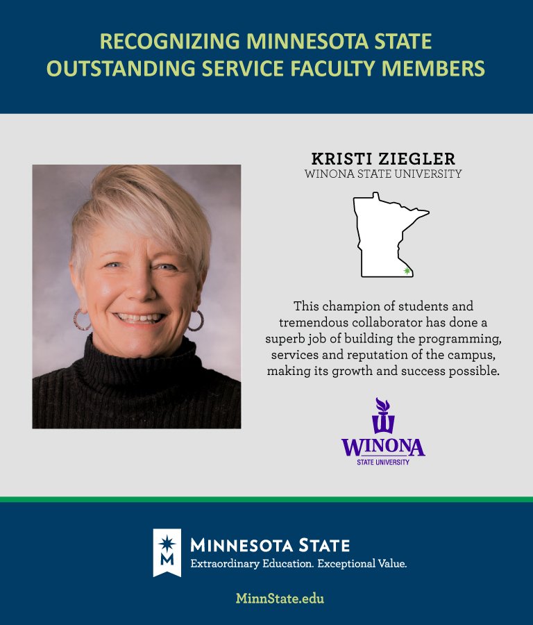 Congrats Kristi Ziegler <a href="/winonastateu/">Winona State University</a>! #MinnStateBOTawards minnstate.edu/stories/botawa…