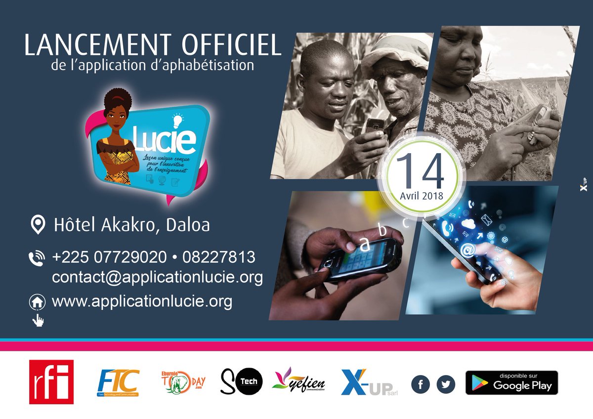 RaissaBanhoro's tweet photo. Le rendez-vous est donc pris le 14 Avril dans la citée des antilopes pour le lancement officiel de l'application d'alphabétisation #Lucie
Télécharger👉👉 https://t.co/ORXVykCgqL

#appLucie #Alphabetisation #literacy https://t.co/7QnGx9GHql