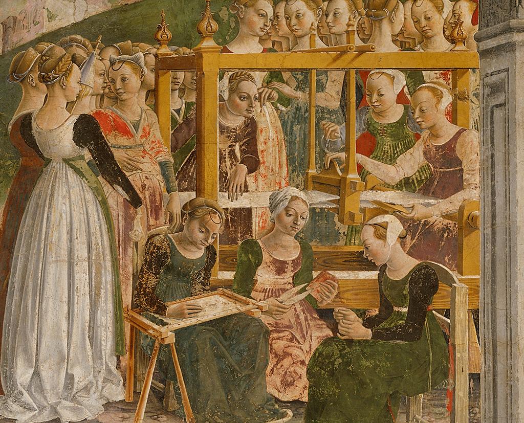 PP_Rubens's tweet photo. 2/2 Women of Ferrara busy with textile crafts, since that is the province of Minerva and she rules in March. By Francesco del Cossa, whose day is today. https://t.co/DZjmOxq9wi