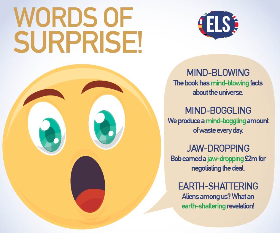 ELS_Meldrum's tweet photo. Espressioni inglesi per indicare sorpresa: le conoscevate?
#Wordsofsurprise
#ELStips 
#Englishlesson https://t.co/rM613Q1fhY