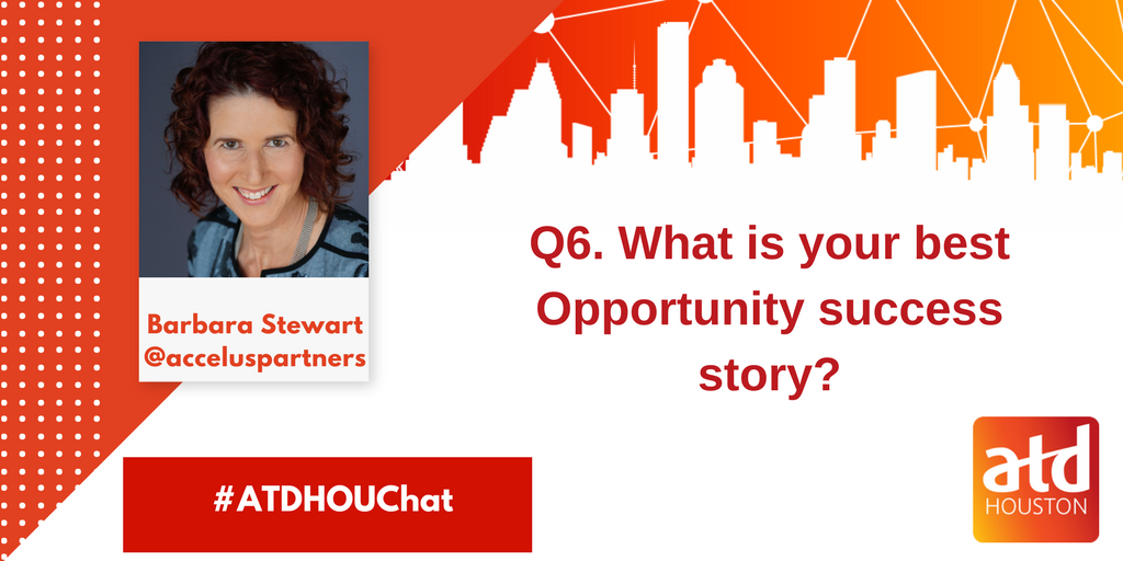 ATDHouston's tweet photo. Q6. @acceluspartners what is your best Opportunity success story? #ATDHOUChat https://t.co/PFAVDMpiew