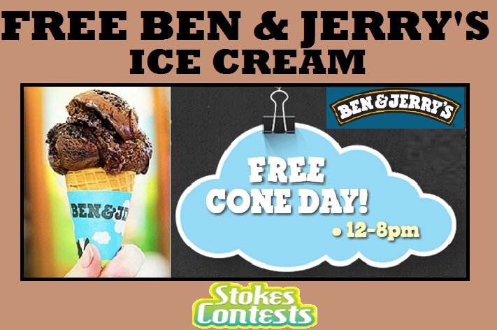 StokesContests's tweet photo. 🔥TODAY ONLY!🔥🍦FREE #IceCream Cone🍦 at Ben &amp; Jerry's! 🇺🇸#USA ONLY! For More Info, CLICK HERE▶️▶️https://t.co/OeGVLIyM8J #freeicecream #freeicecreamcone #freefood #BenAndJerrys #FreeConeDay #freeconeday2018 #freebies #dessert #freedesert https://t.co/lXB5FAfxQu