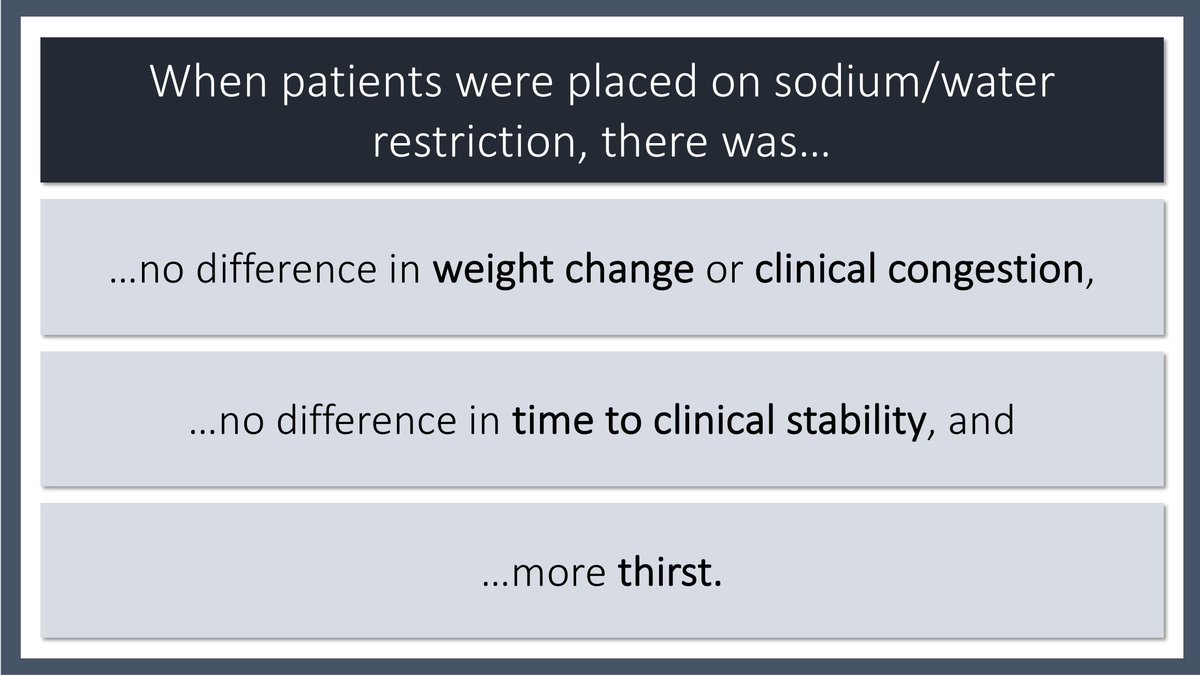 tony_breu's tweet photo. Here's a summary of the two RCTs examining sodium/fluid restriction in acute HF.

1. Travers B et al. J Card Fail. 2007;13(2):128-32.
2. Aliti et al. JAMA Intern Med. 2013;173(12):1058-64.

#TWDFNR
#HospMed18 

https://t.co/c4bhXTOMID
https://t.co/UYw93Rm2Tp https://t.co/xK84TmsEZZ