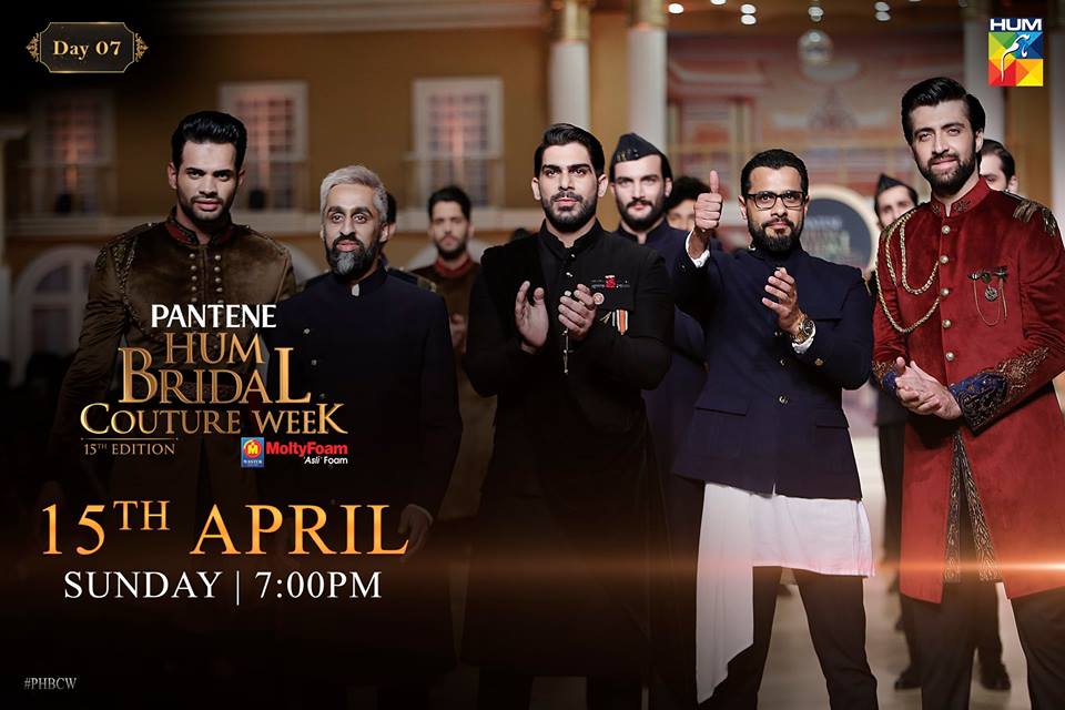 Humtvnetwork's tweet photo. 15th Edition of Pantene HUM Bridal Couture Week - Day 7
15th April, Sunday at 7:00 PM on #HUMTV &amp; #HUMSITARAY

#ZiggiMenswear #HumayunAlamgir
#Chinyere
#PHBCW #HBCW #StrongIsBeautiful https://t.co/DGJbXX8daH