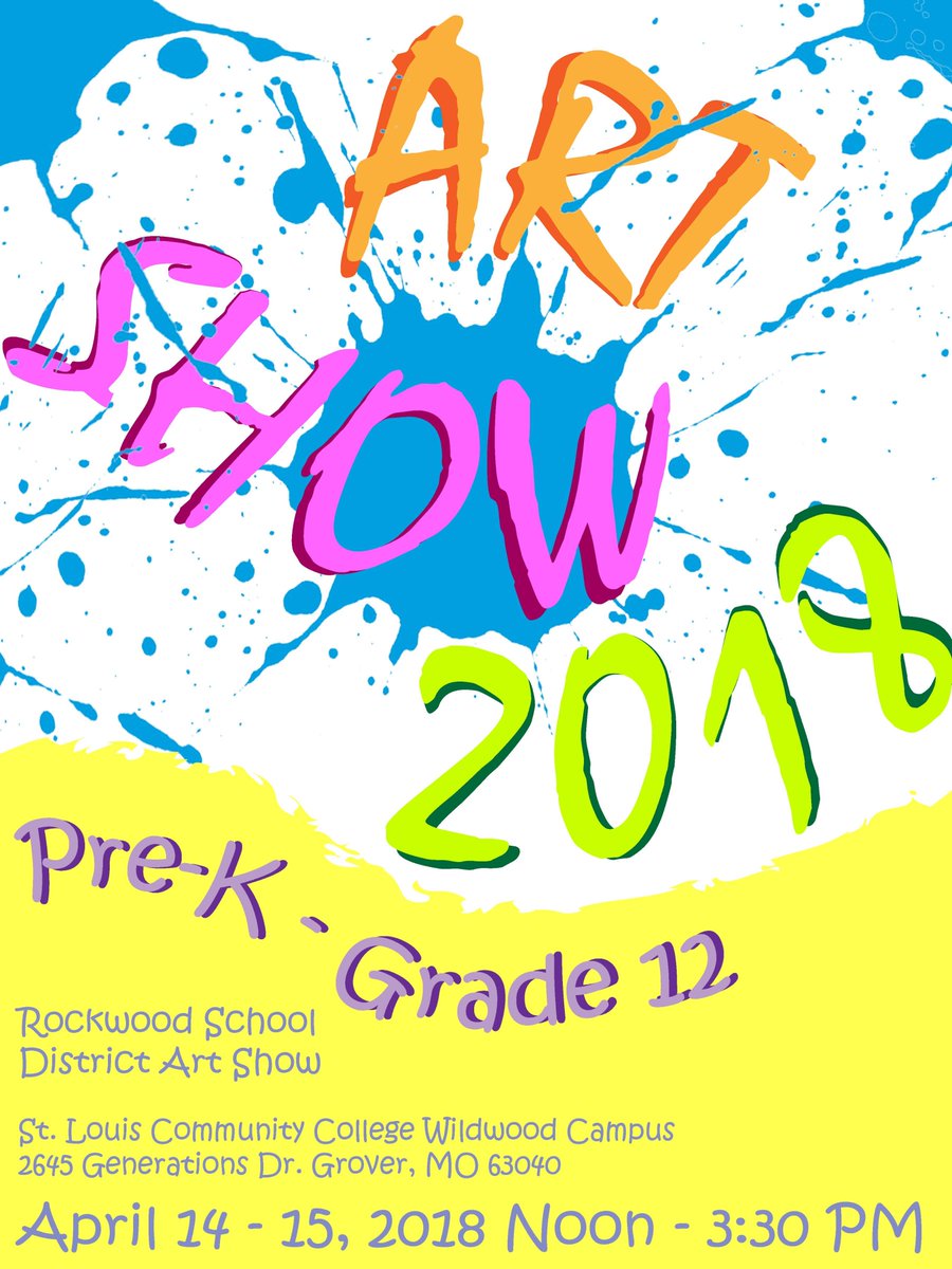 Please join us at the District Art Show this weekend, April 14-15 Noon-3:30pm daily at @STLCC_Wildwood! You'll be amazed! <a href="/rockwoodschools/">Rockwood School Dist</a>