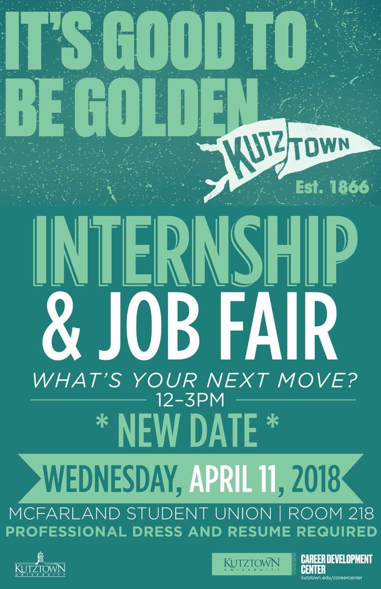 KutztownSMS's tweet photo. Dress to impress and bring your resume, it's GO time. Check out the employers who will be in attendance https://t.co/NQoNfHQXlR https://t.co/xopp5cJKwH