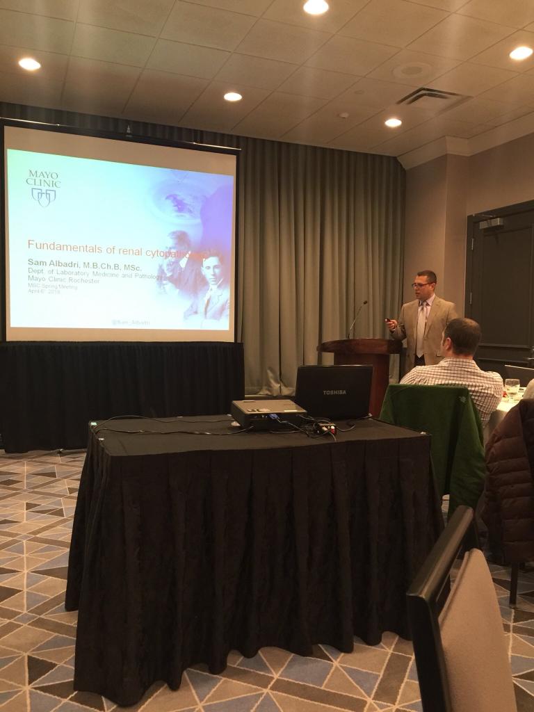 MayoClinicPath's tweet photo. Dr. Albadri, our third year resident presenting at Minnesota society of cytopathology Spring meeting #Mayo_path #Cytopath #renal_path #MN @sam_albadri https://t.co/FduCis4Djg