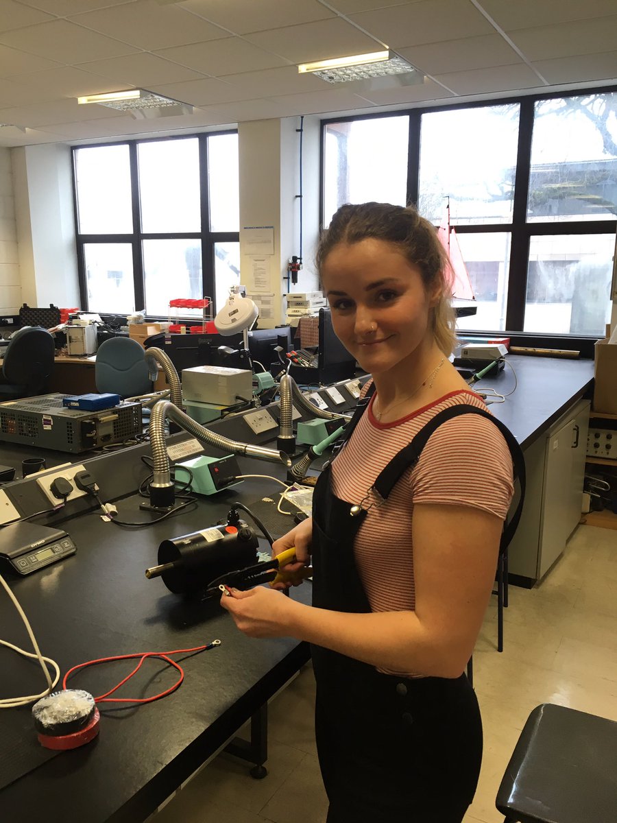 Jessica 'The Grafter' Rafter uses some dubiously sourced crimp clips in the NI lab. A true daredevil, the only safety precaution taken when working with extreme voltages are the 'lucky dungarees'