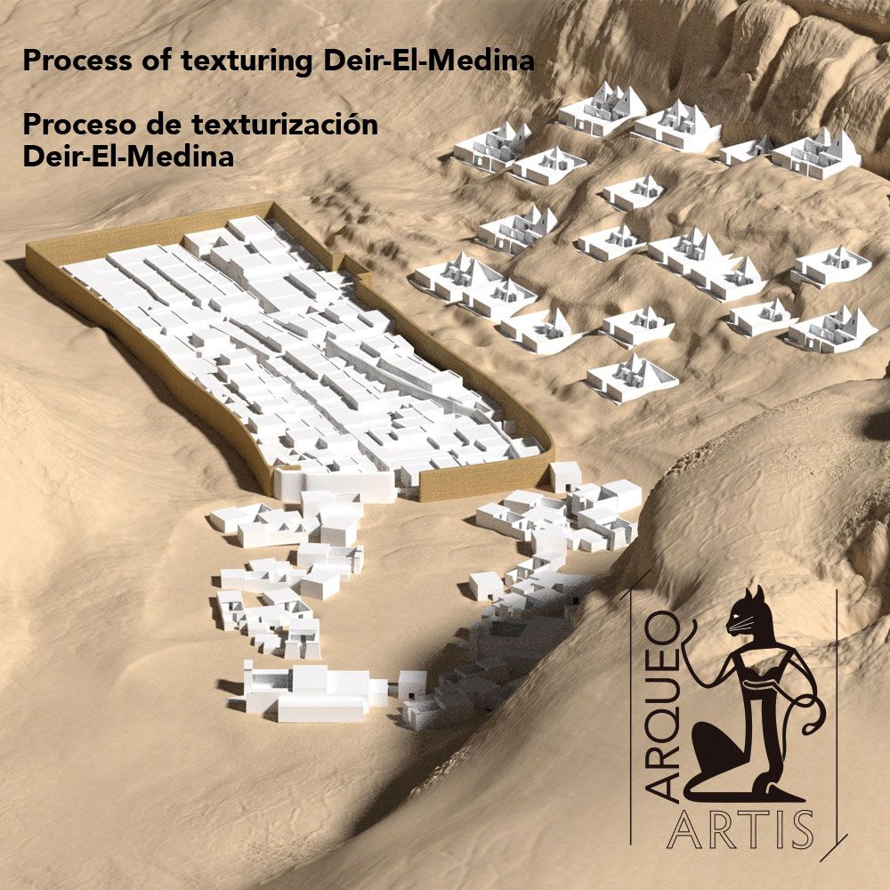 Hoy toca texturizar la recreación del asentamiento de #DeirElMedina. 

#VirtualHeritage #PatrimonioVirtual #3Dcities #ciudades3D #3D #Blender #AncientEgypt #AntiguoEgipto  #VirtualArchaeology #ArqueologiaVirtual #Heritage #Patrimonio