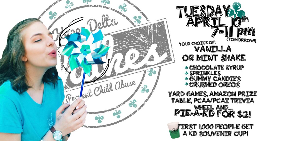 iowastatekd's tweet image. Today is the day! Stop by Kappa Delta Shakes from 7-11pm to support PCAA! Don’t have a ticket yet?  No worries, they are only $5 at the door! 💙