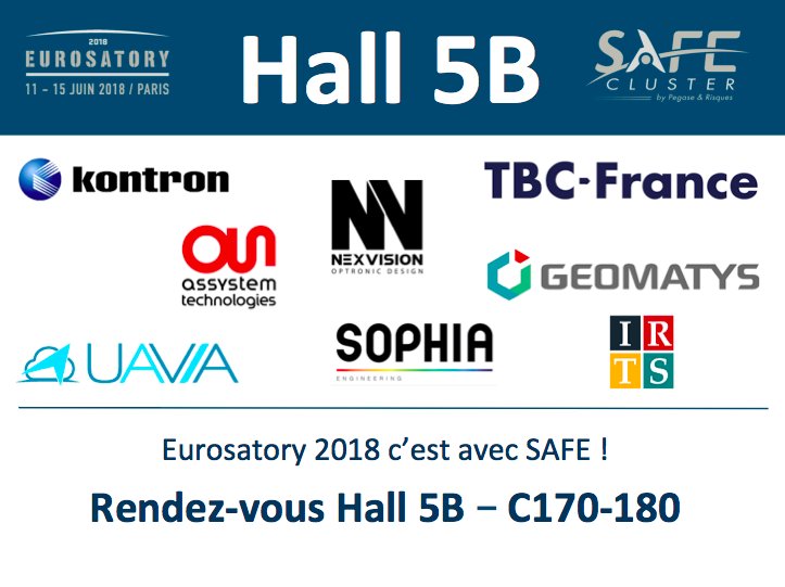 Safe_Cluster's tweet photo. @Safe_Cluster et @Pole_OPTITEC présentation du pavillon commun sur @cogeseurosatory 2018 à Paris ! Rendez-vous Hall 5B - C170-180 avec @Assystem #epcots @geomatys #IRTS @Kontron @nexvision_ @SophiaConseil @TBC_France #TDM @UaviaDrones https://t.co/angKIgqVZ3