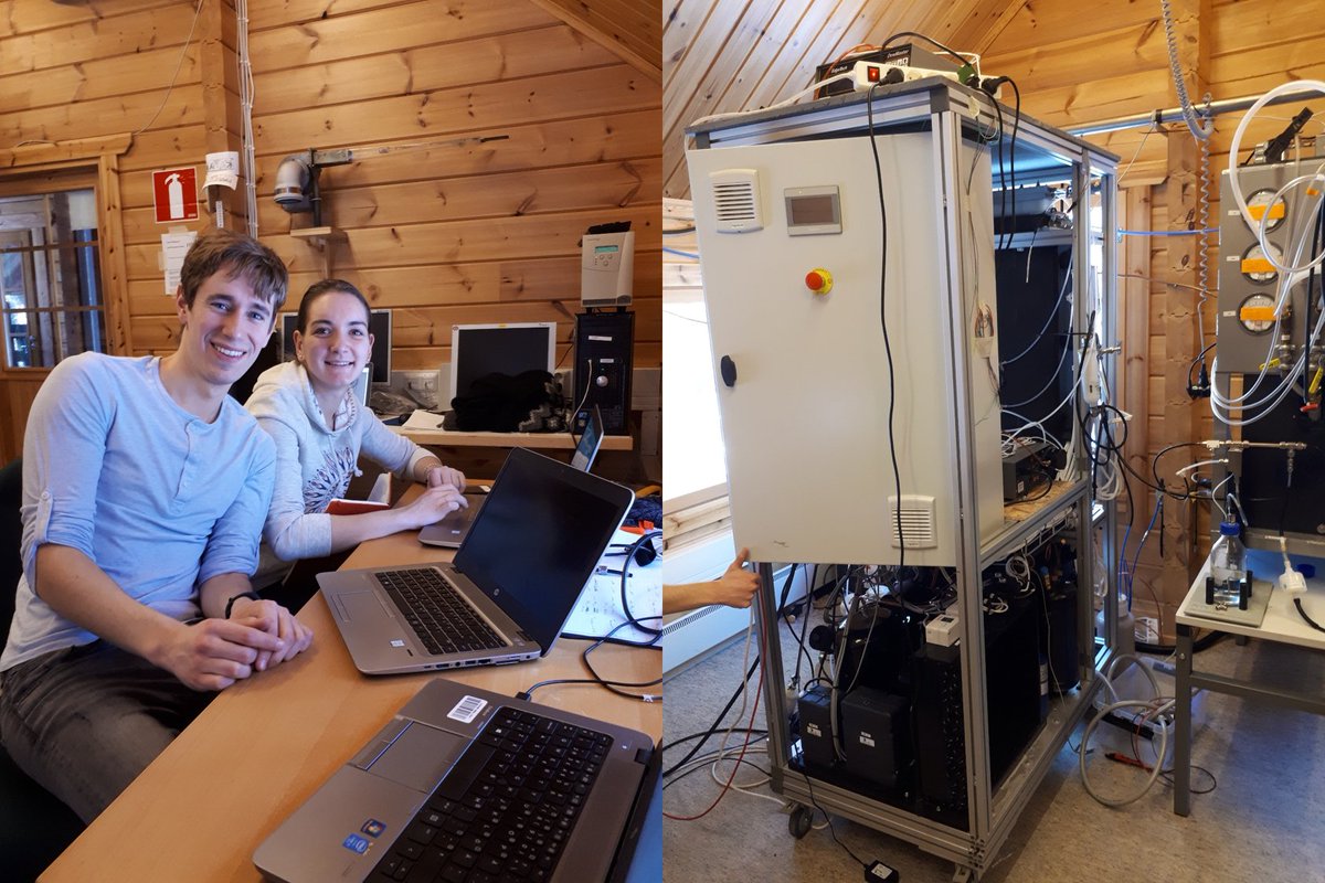 JonathanInFinl's tweet photo. Our new #INAR ice chamber (PINCii) is now measuring at #SMEARii during #Hyice2018 @GlobalSMEAR. First measurment for PINCii. Congratulation to the happy enthousiastic scientists https://t.co/6ta9c8k9SO