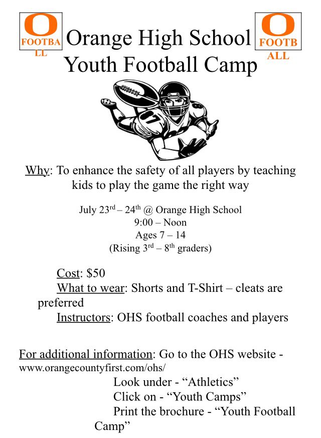 OHS YOUTH FOOTBALL CAMP!