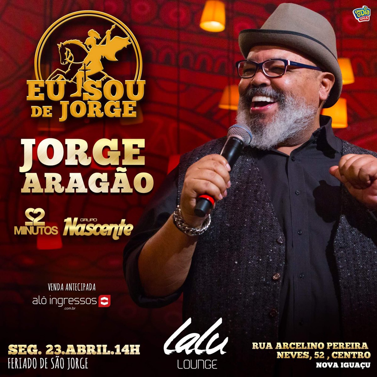 LaluLounge's tweet photo. Venha para a Festa de São Jorge 2018 da Lalu Lounge com show completo do bamba do nosso Samba Jorge Aragão! https://t.co/hT8r0XSIiQ