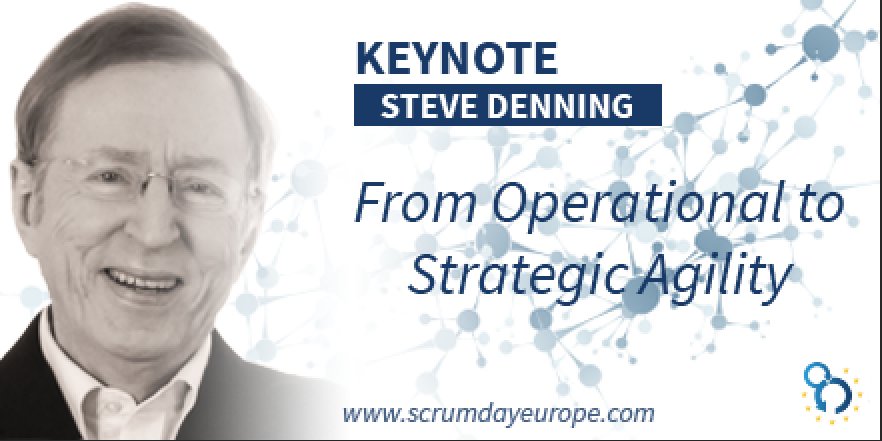 The third keynote is from Steve Denning. He is an expert on topics as leadership, storytelling, management and innovation. He will give a Keynote on the topic: ‘From Operational to Strategic Agility’. curious about the rest of the program? Check out: bit.ly/2G7Qjxk #SDE