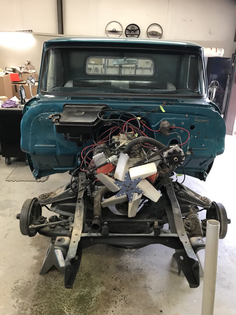 Pazkustomdesign's tweet photo. Some more of the demo on the ‘66 FIL (Father In Law) truck! It’s some much easier to work on without the front clip. #c10trucks #c10nation #c10stepside #c10 #66 #chevy #pickup #pazkustomdesigns #putinwork #classic to #custom https://t.co/sobcWuFsj5