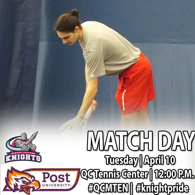 QCKnights's tweet photo. Check us out! #QCMTEN takes on Post University today at 12 p.m. at the QC Tennis Center. Come cheer on your Knights as the squad plays its last few games before the East Coast Conference Tournament next week!
#knightpride https://t.co/kMMs6xpu3c