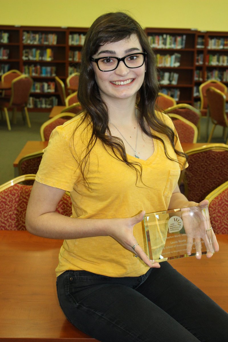 hsifortworth's tweet photo. HSI-FW Senior, Laura Roots @NCWIT Winner! 
Roots receives honors at 2018 NCWIT Aspirations in Computing Dallas/Fort Worth at a ceremony at UNT Frisco. Laura's leadership scores are top in the nation! Congrats Laura! #ReachHigher #HarmonySoars #AiC #NCWIT #STEMforALL #STEMSOS https://t.co/R5nFCMDspz