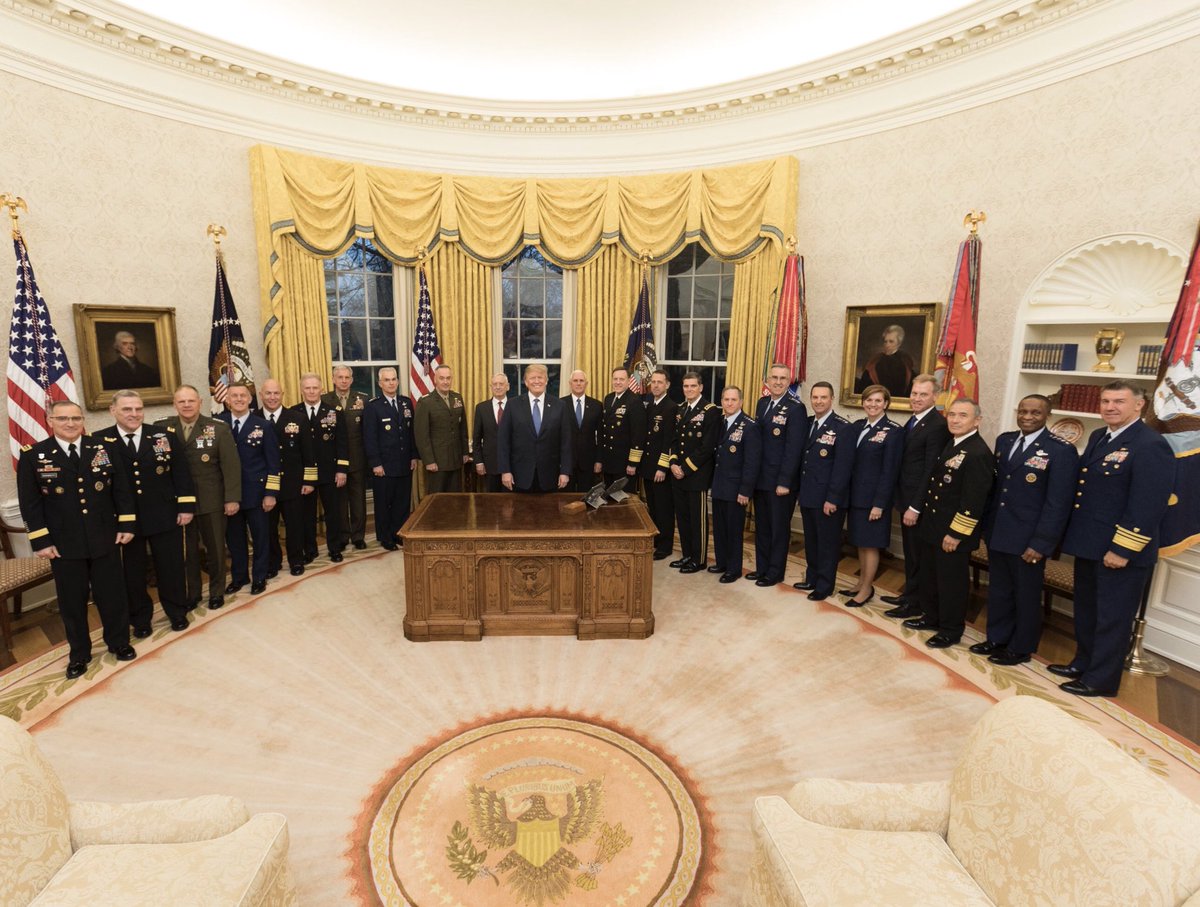 Image result for Images of President Trump and The Military at The White House
