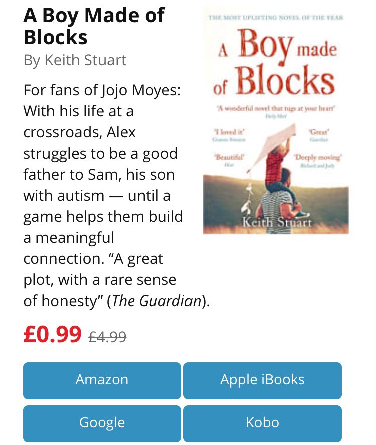 CathBurkeEditor's tweet photo. A Boy Made of Blocks is the stunning debut novel by @keefstuart and it is available in a - for today only! - ebook deal, priced at 99p #madeofblocks https://t.co/J0awMkiEGr