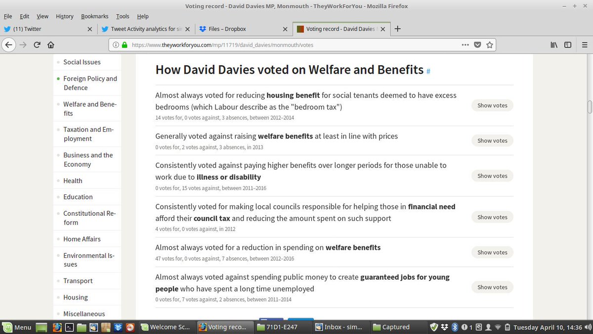<a href="/DavidTCDavies/">David TC Davies 🏴󠁧󠁢󠁷󠁬󠁳󠁿🇬🇧</a> <a href="/CCHQPress/">CCHQ Press</a> <a href="/theresa_may/">Theresa May</a> #ashamed of your #welfare #Voting record david...