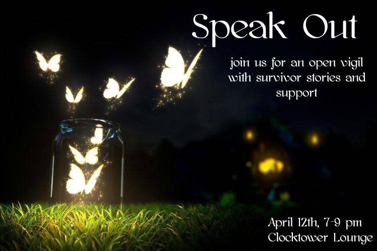UNCWCARE's tweet photo. Speak Out is this Thursday! We like to do this event every year to create a safe place where people can share and listen to survivors. We will also have a performance by the UNCW Seahawkappellas, self care activities, a wonderful speaker, and even some great poems. https://t.co/IIYqUt9FUj