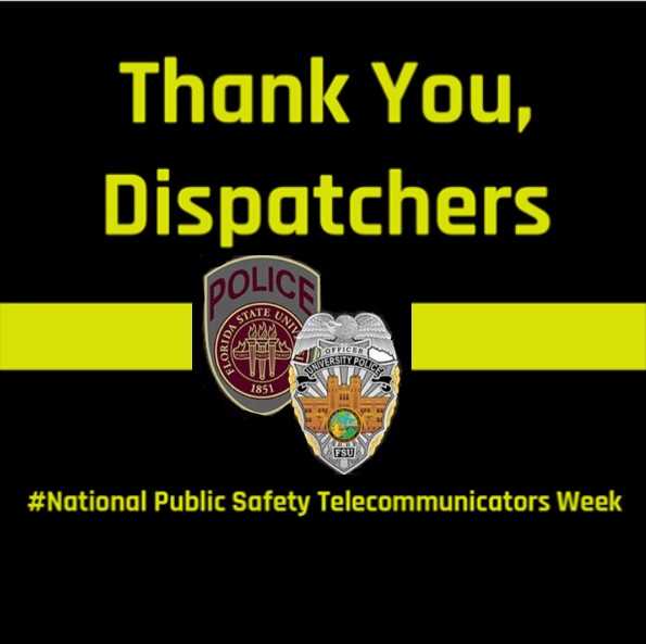 KeepFSUSafe's tweet photo. This week is National Public Safety Telecommunicators week. Thank you to all the dispatchers at FSUPD who keep us all #SeminoleSAFE! #salute #FSUPD #NationalPublicSafetyTelecommunicatorsWeek https://t.co/x86TCe9I4Q