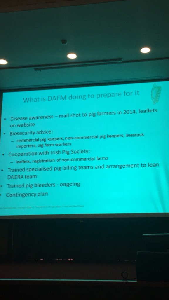 Irishpighealth's tweet photo. Knowledge transfer is a big part of the @agriculture_ie campaign on ASF - Dr Sally Gaynor #IPHS18 https://t.co/aXZBgs8bUZ