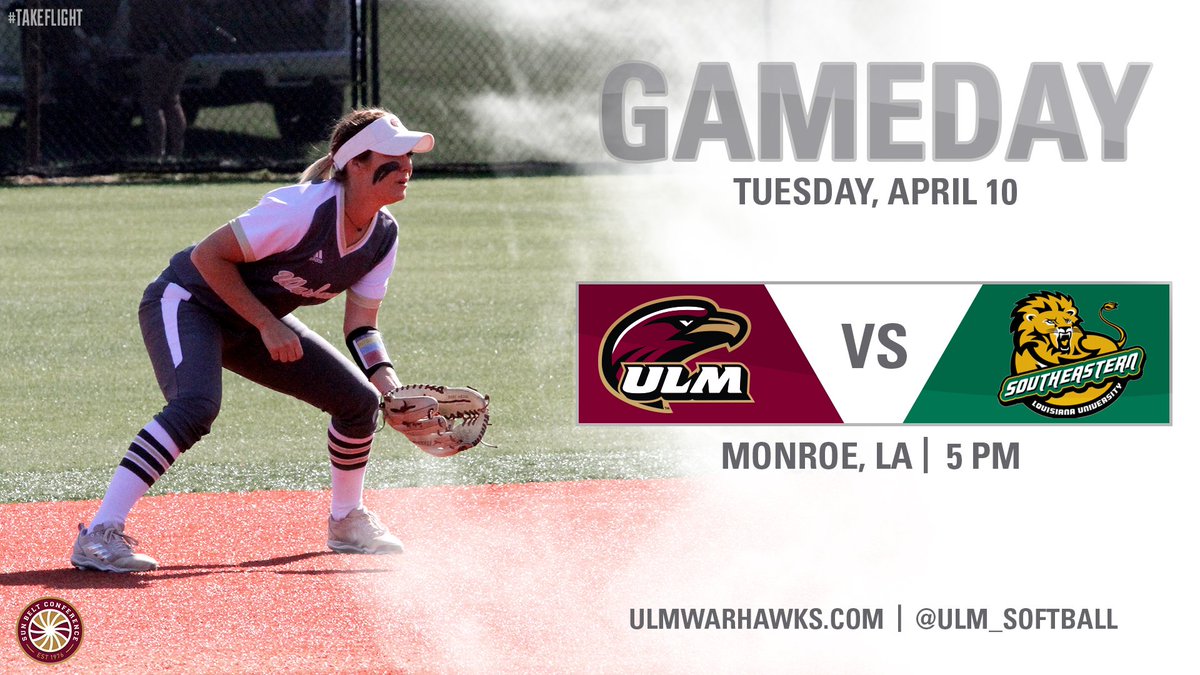 ULM_Softball's tweet photo. 🌞 Rise and grind, Warhawks! It's game day at the ULM Softball Complex! Warhawks will face @slulionsoftball at 5⃣ PM today in non-conference play #TakeFlight #TalonsOut https://t.co/ysDNhZQauI