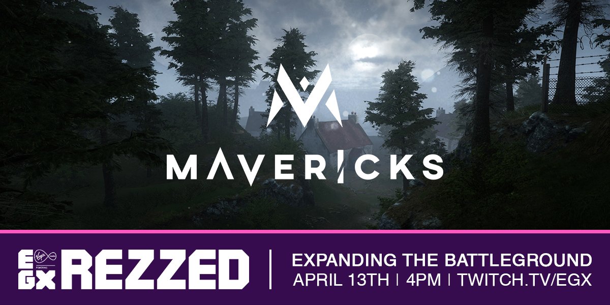 PlayMavericks's tweet image. We're taking Mavericks to @EGX #Rezzed2018 this Friday! Find out all the latest news in our developer session 'Expanding the Battleground'. Watch it on Twitch or pick up a ticket here: egx.net/rezzed/tickets