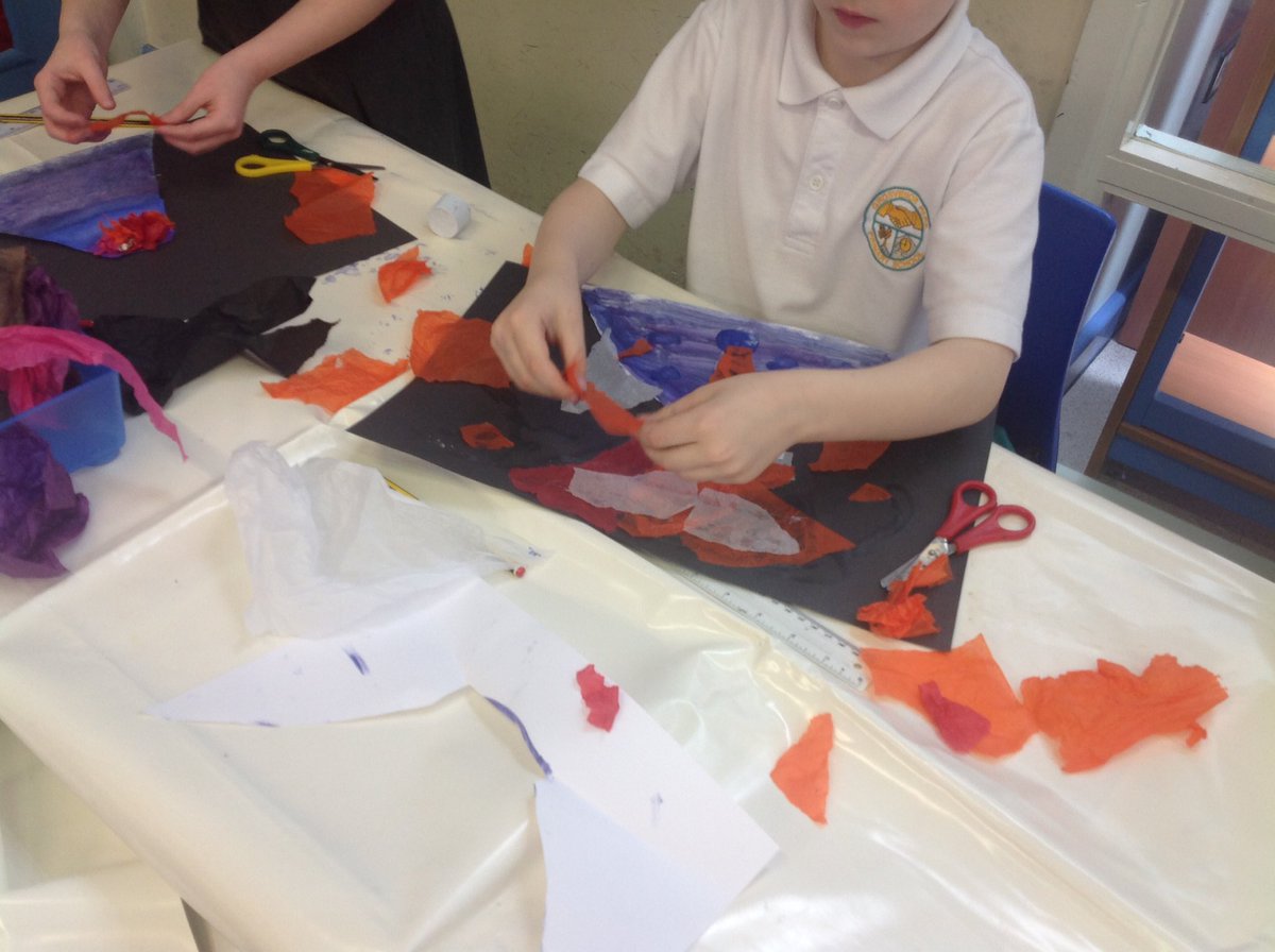 GrosvenorParkPr's tweet photo. Class 6 comparing and mixing hot and cold colours to create volcanoes π @#learningthroughinvestigation #art #IPC https://t.co/EEapR0Mzgq