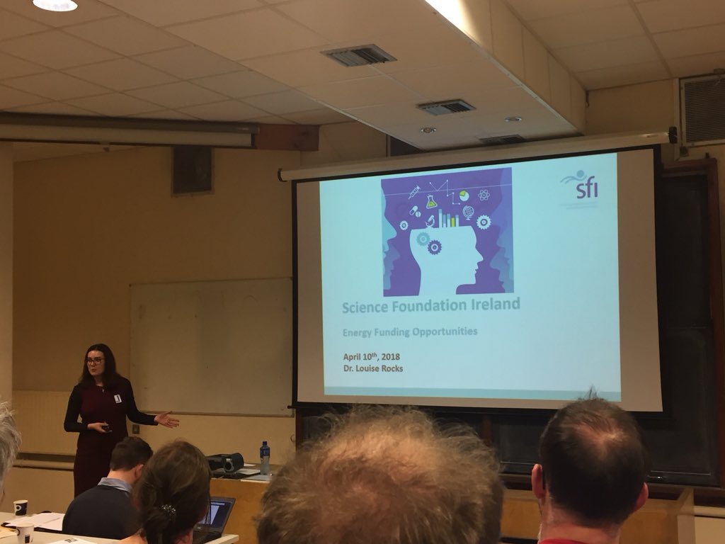 TCD_Energy's tweet image. Louise Rocks from @scienceirel speaking about the variety of #energy projects. #TrinityWeek