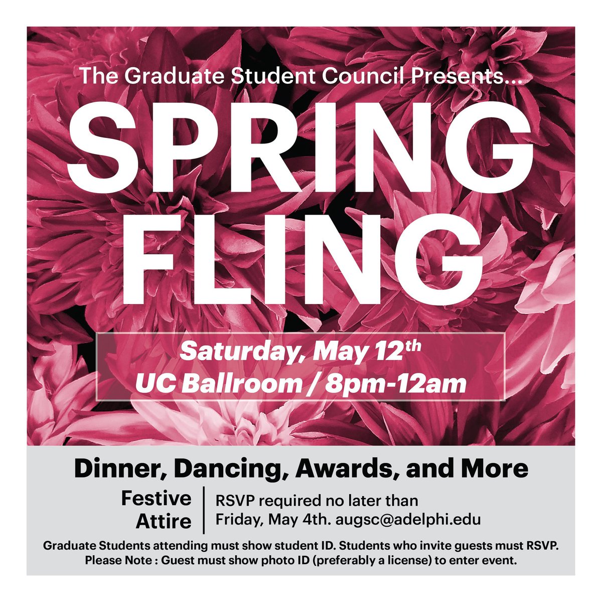 AdelphiGSC's tweet image. The 6 winners for the Graduate Student Recognition Awards have been chosen! Celebrate and have some fun with everyone. RSVP by May 4th!
