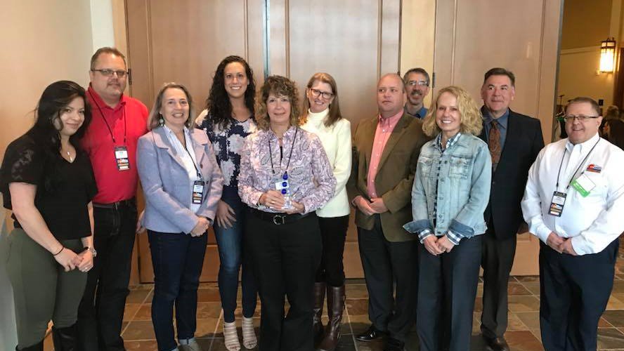 ColoradoASBO's tweet photo. Congratulations to our 2018 Service to the Profession Award winner, Jean Houston @jeanhou73165995. Great to see so many from @AcademyD20 from Colorado Springs in attendance as well! #CASBO2018 #LeadForward https://t.co/AiuK2P62nv