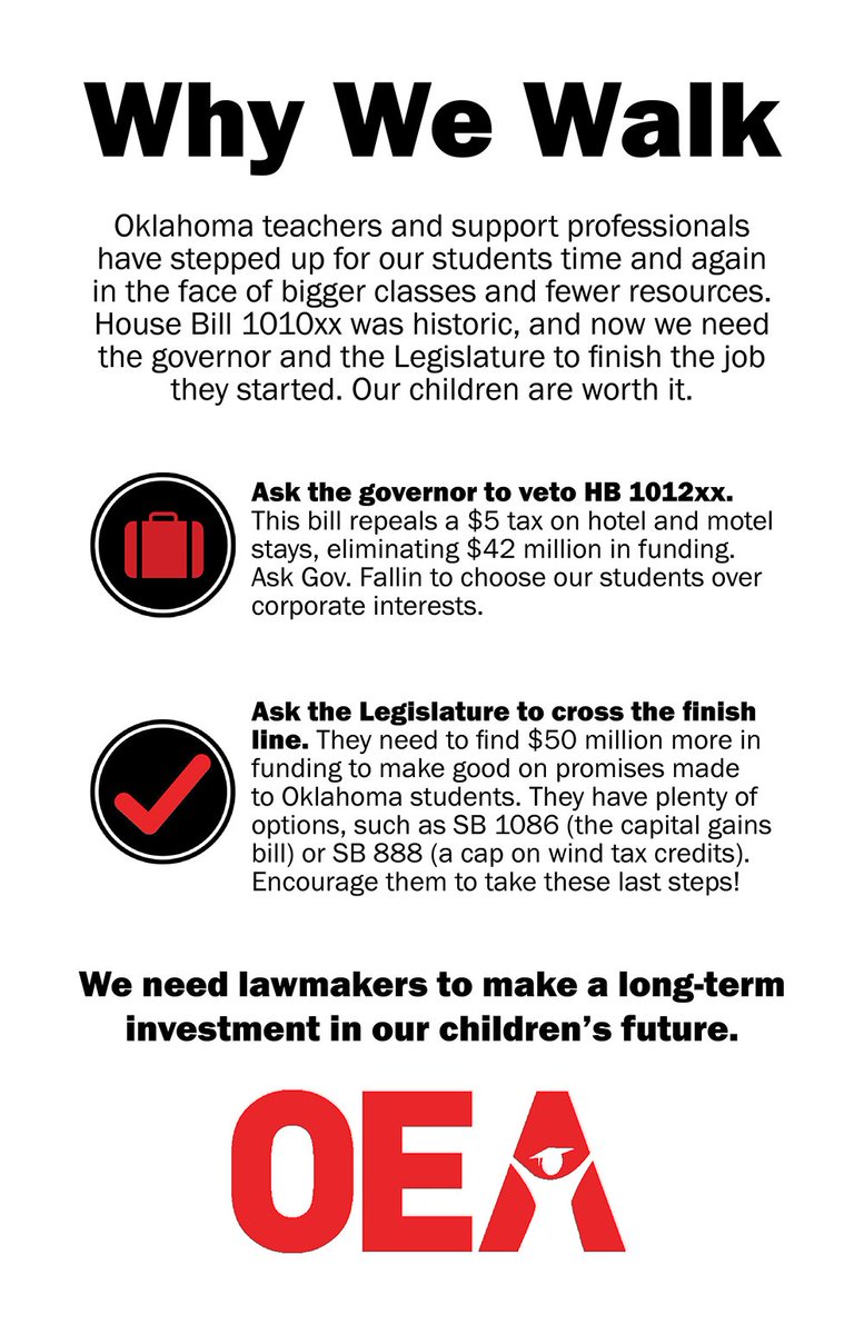 okea's tweet photo. Here is what our members are lobbying for today. #OKwalk4kids #oklaedwalkout #oklahomaWalkout #OklahomaTeacherWalkout https://t.co/alRIVEGNGi