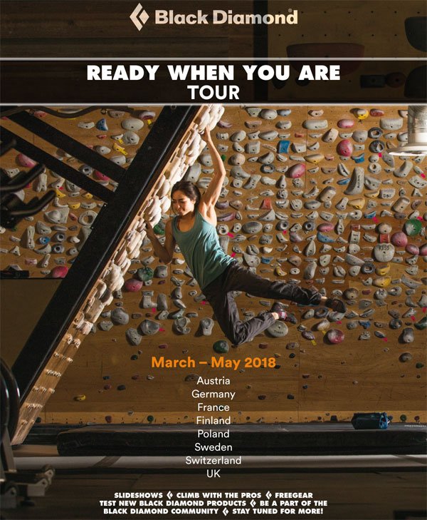 Black Diamond macht mit seiner Kletterhallentour auch in #NRW halt: 25.4.2018 - Boulderhalle Schlüsselstelle/Siegen, 26.4.2018 - Stuntwerk/Köln, 27.4.2018 - Bahnhof Bio/Wuppertal. Jeweils ab 16.00 Uhr
<a href="/BlackDiamond/">Black Diamond</a> <a href="/BlackDiamondEU/">Black Diamond Europe</a> #bouldern #climbing #klettern
