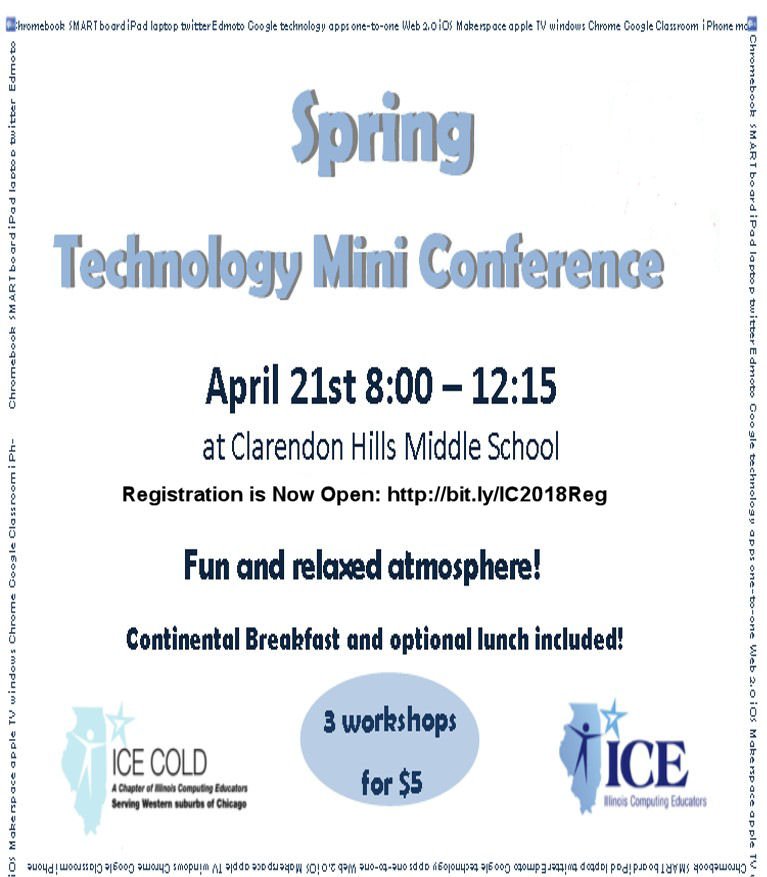 ideaillinois's tweet image. Join us for a great morning of technology, networking and professional learning. All for just $5! Registration for ICE COLD’s April 21st Spring Mini-Con is now open: bit.ly/IC2018Reg.