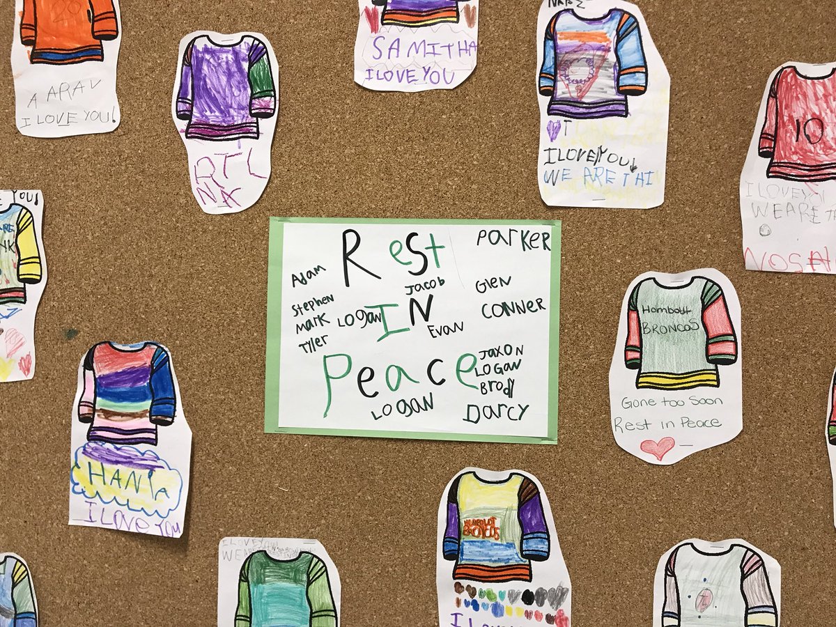 jdumas_'s tweet photo. Remembering the lives lost in such a tragic accident! Our thought and prayers are with their friends and family 💚💚 #broncosstrong #RestEasy #peel #FDK @PeelSchools @SIBpeel @JaySugunan @cheryl_dell https://t.co/yJZjS5i4Ig
