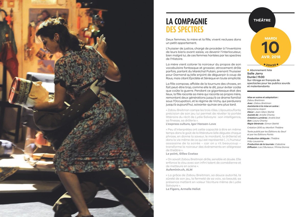 LA COMPAGNIE DES SPECTRES - Mardi 10 Avril au Théâtre de Corbeil-Essonnes à 20h30 #theatre #zaboubreitman #corbeilessonnes