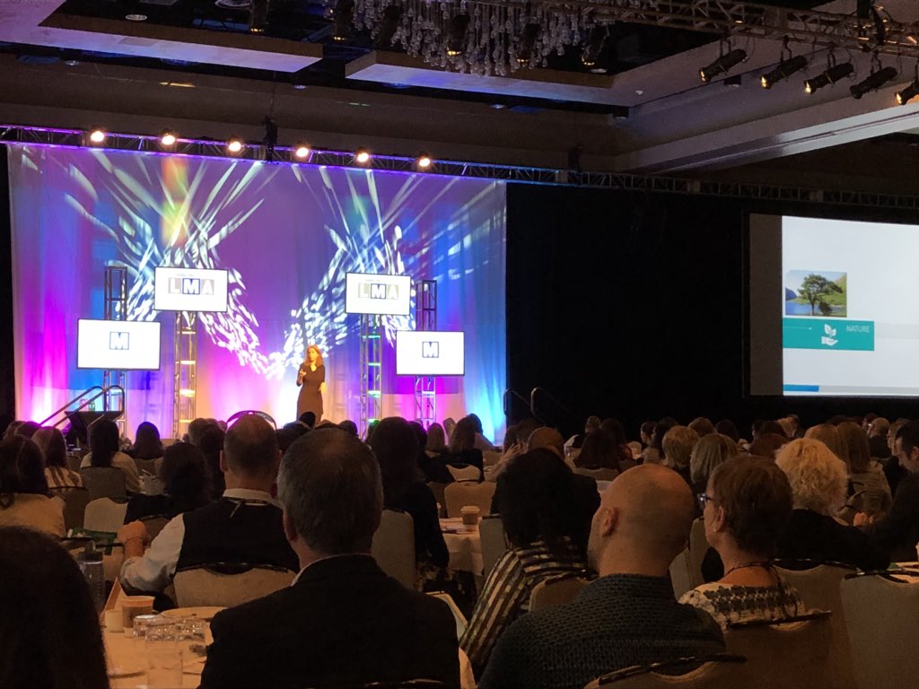 BerthiaumeSteph's tweet photo. Pleasure, engagement &amp; meaningful things lead to happiness! #LMA18 https://t.co/Sc6PU8rIpT