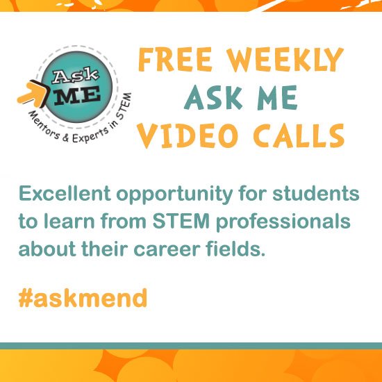 EduTechND's tweet photo. Register NOW for EduTech’s FREE Weekly Ask ME Video Calls! The Ask ME program allows students to interact directly over video with STEM-related professionals to learn about their professions. https://t.co/WWGxQHeQV6 #askmend #edutechnd https://t.co/FqJigpPS8E