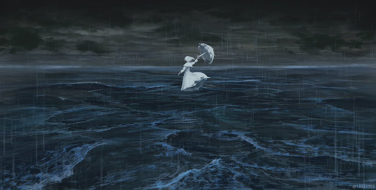 「太平洋では雨が降っている 」|もの久保:画集『ねなしがみ』発売中のイラスト