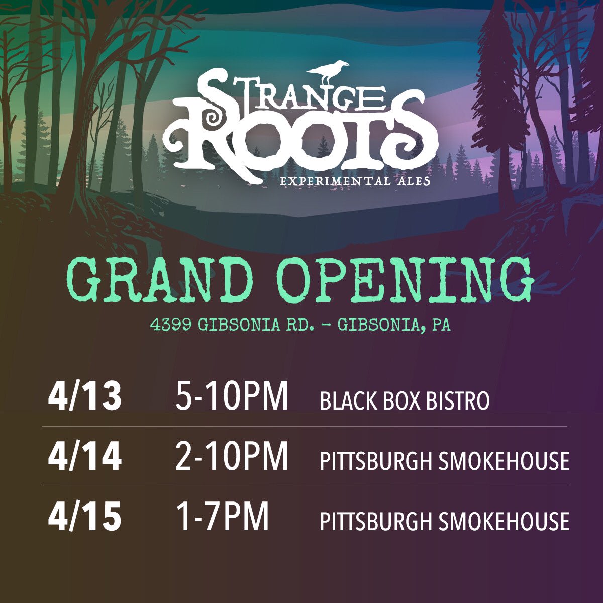 The GRAND OPENING of our brewery in Gibsonia is this weekend! <a href="/blackboxbistro/">Black Box Bistro</a> and <a href="/PGHSmokehouse/">PGH Smokehouse</a> will be on site providing the eats! Come on out and check out the new spot!