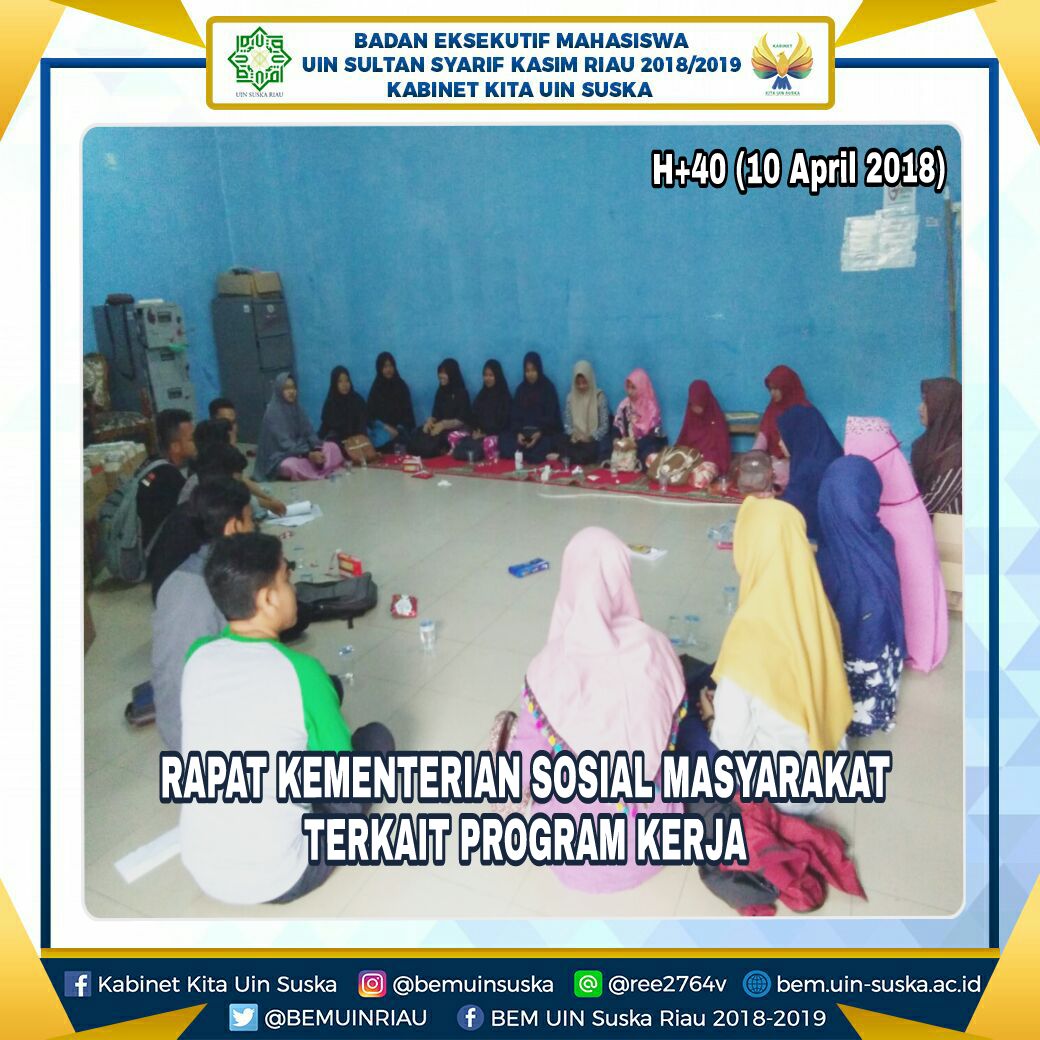 INSPIRASI GERAKAN KAMPUS MADANI

H+40
Selasa, 10 April 2018

[ RAPAT KEMENTERIAN SOSIAL MASYARAKAT TERKAIT PROGRAM KERJA ]