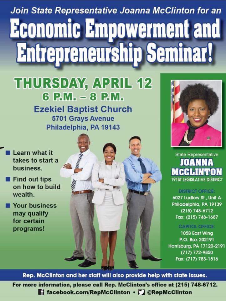 Do you want to start a business? Improve your current business? Fix your finances? Then come out on THURSDAY! <a href="/WestPhillyLocal/">West Philly Local</a> <a href="/WestPhillyNews/">West Philly News</a> <a href="/60thStCorridor/">60th Street Corridor</a> <a href="/RealJabariJones/">Jabari Jones</a> <a href="/PALegBlkCaucus/">PA Leg Black Caucus</a>