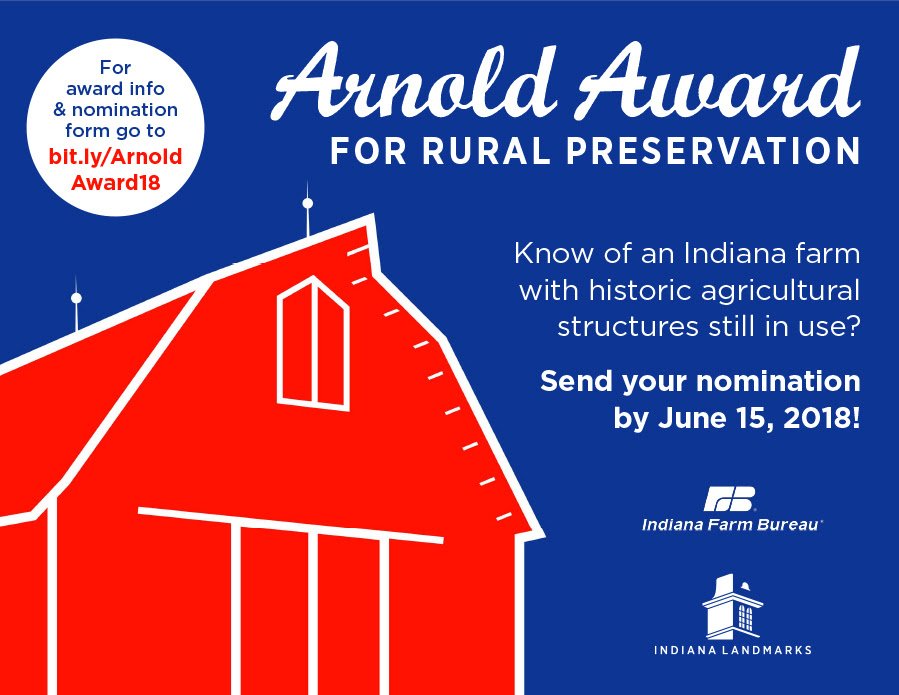 IndianaBarnFND's tweet photo. Historic farms are being sought in Indiana for the 2018 Arnold Award for historic preservation.  Applications and info can be found at https://t.co/6Z28JEraIR https://t.co/bWYEeuOv2t