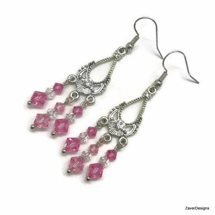ZaverDesigns's tweet photo. Pink crystal chandelier earrings #craftychaching #handmade #Jewelry #EtsySeller https://t.co/2r03f6CjYa https://t.co/lyJLuAH0GM